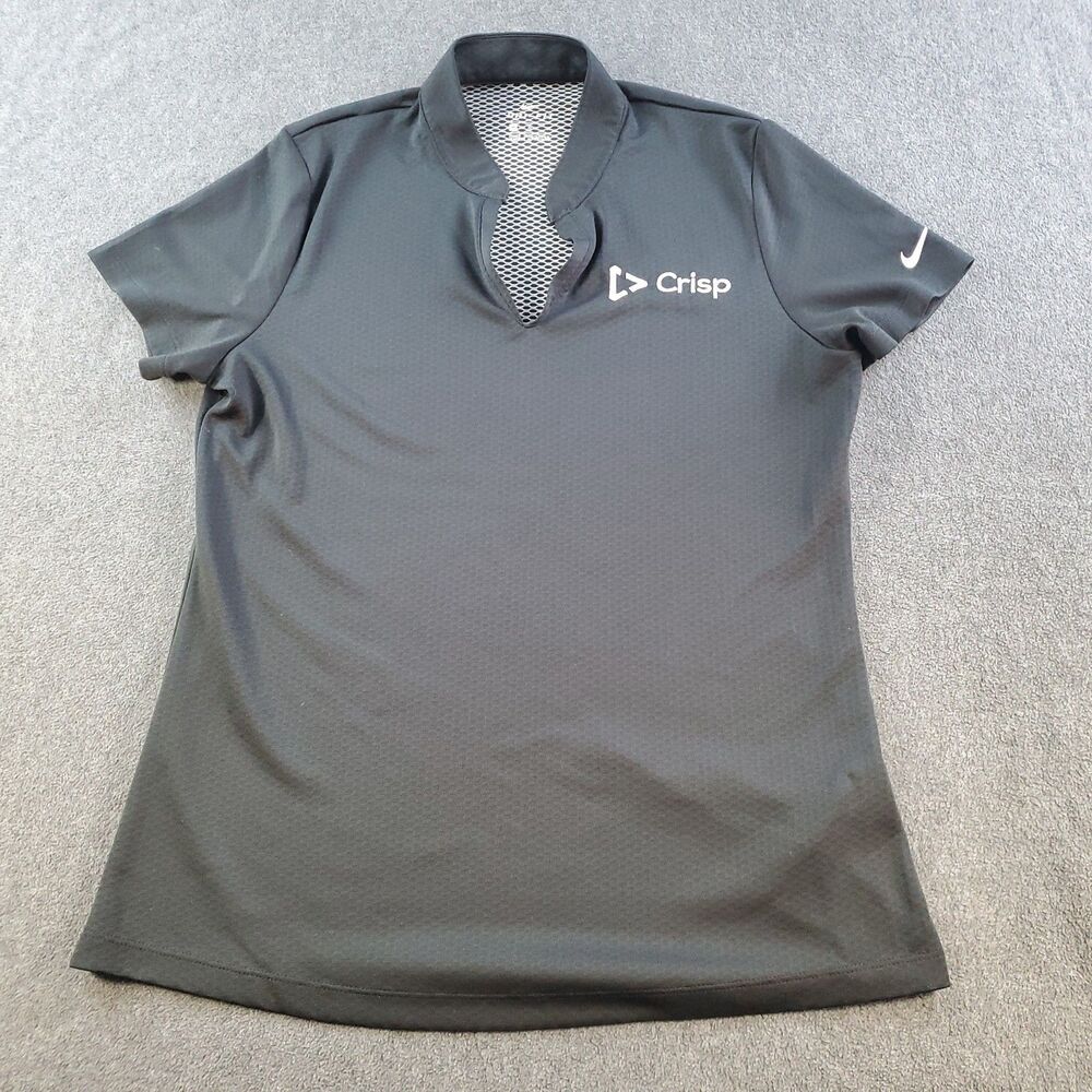 Nike Dri-FIT Crisp Shirt Womens M  Black Blade Collar Short Sleeve AA1848-010